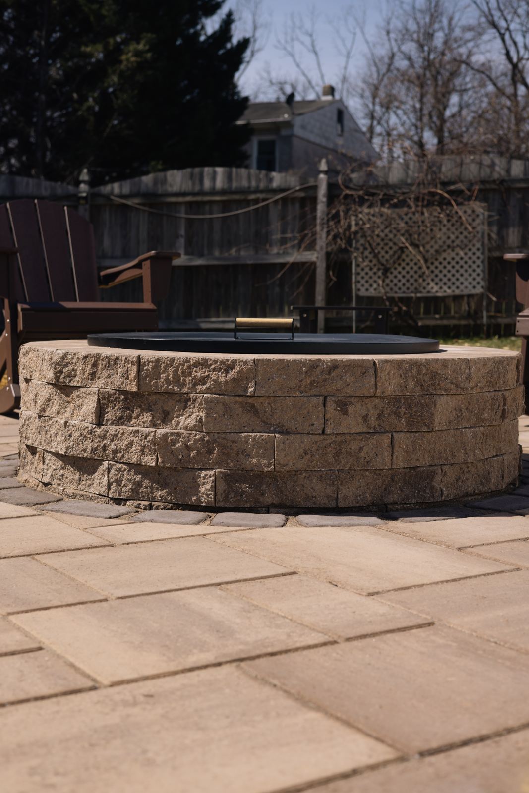 Custom outdoor fire pit installation in Maryland