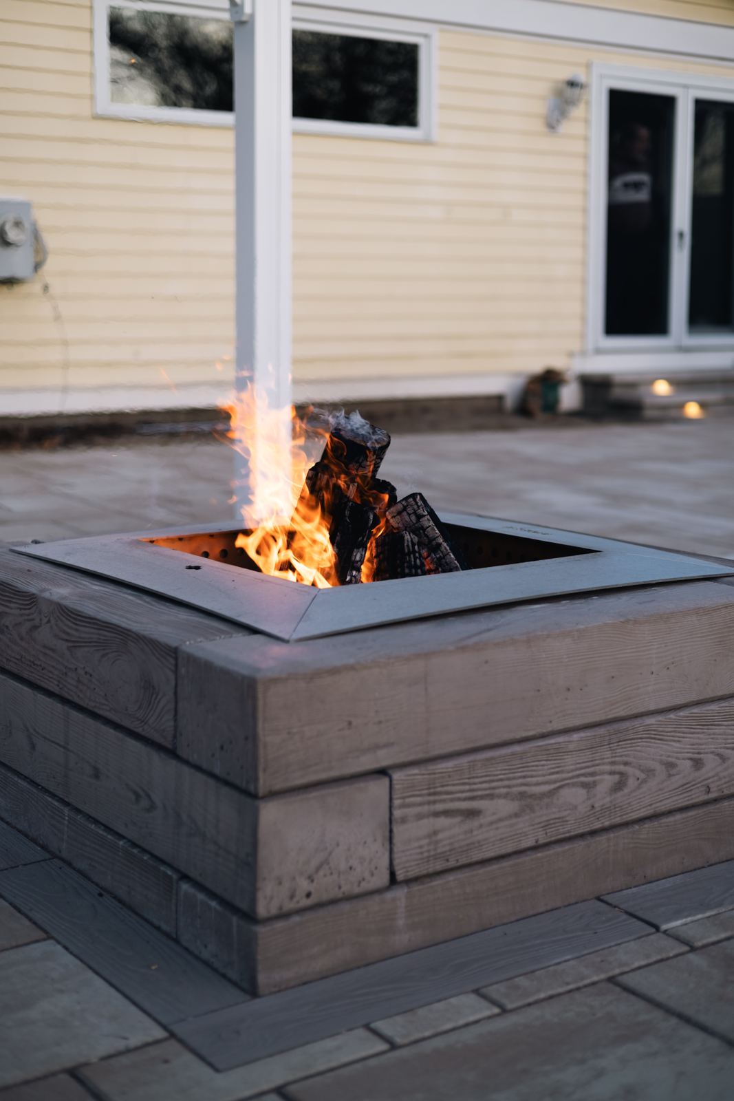 Custom outdoor fire pit installation in Maryland