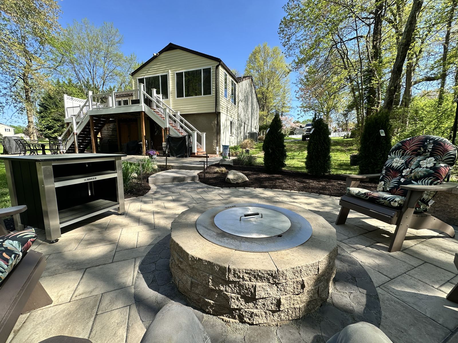 Custom outdoor fire pit installation in Maryland