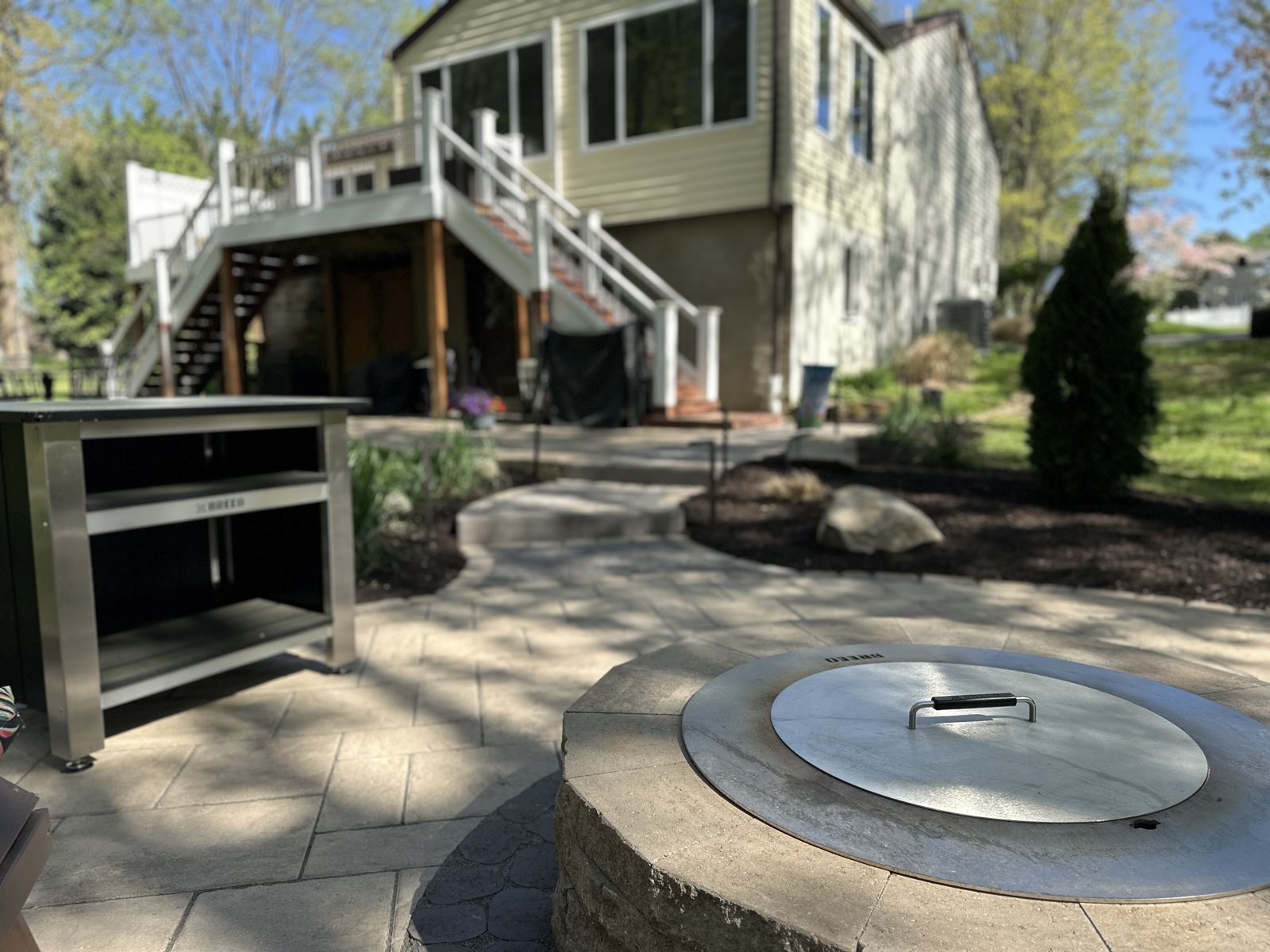 Custom outdoor fire pit installation in Maryland