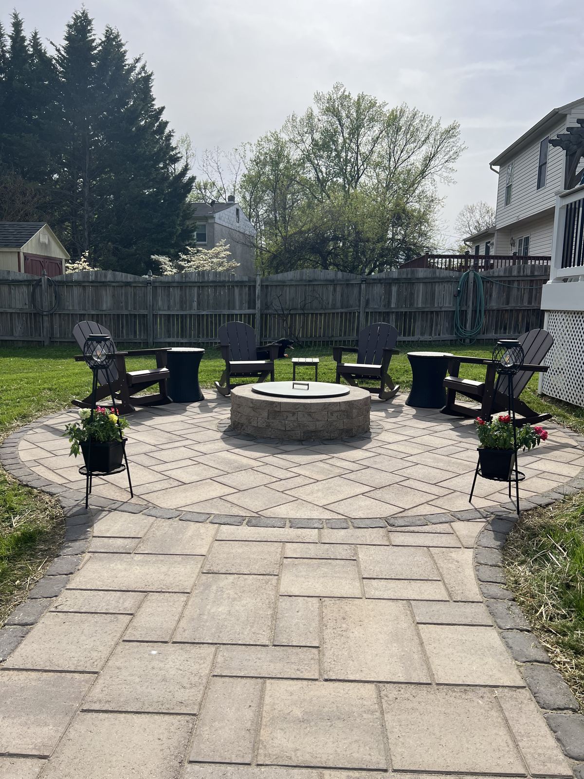 Custom outdoor fire pit installation in Maryland