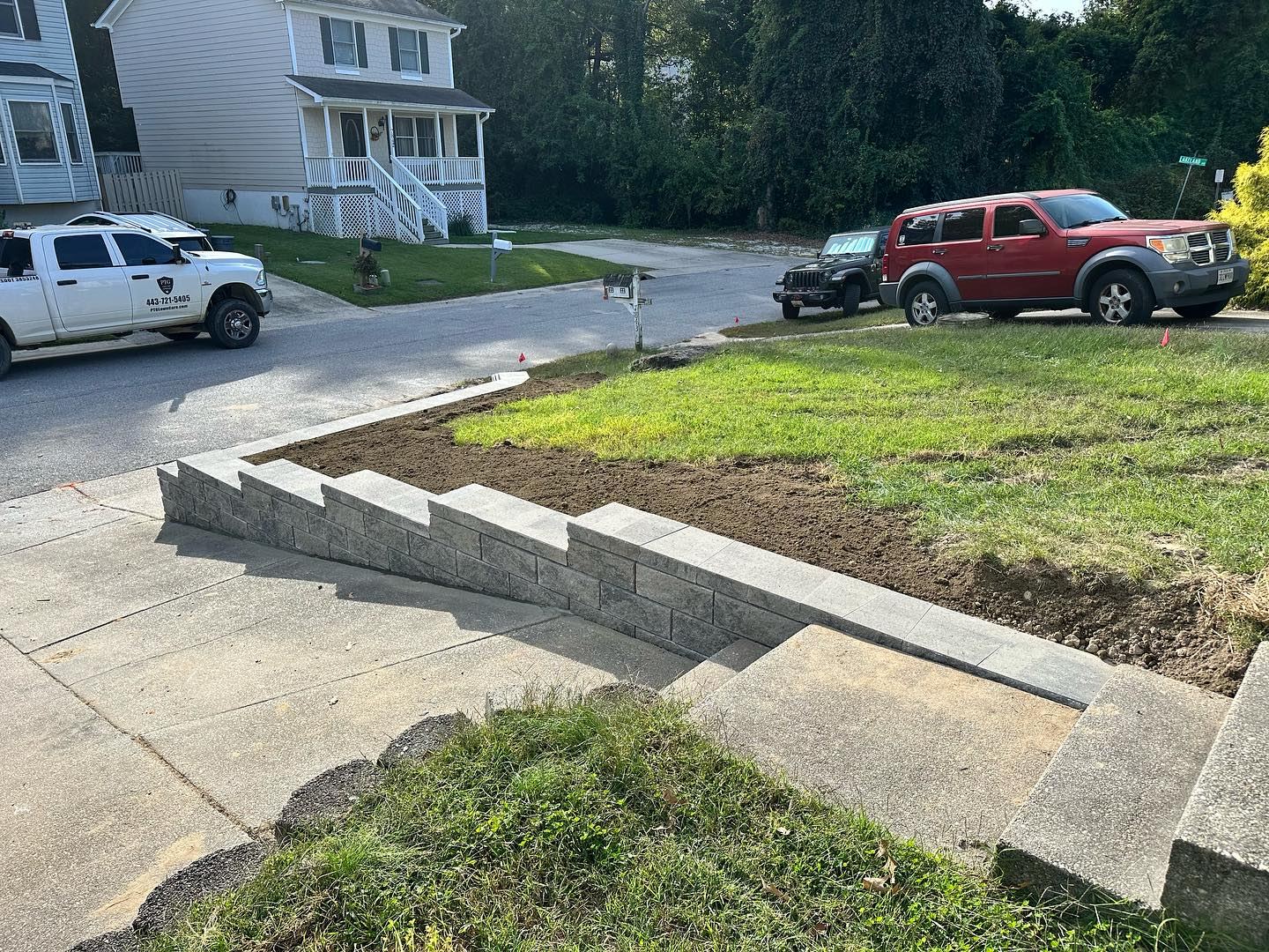 Retaining wall built by PTG Landscape in Maryland